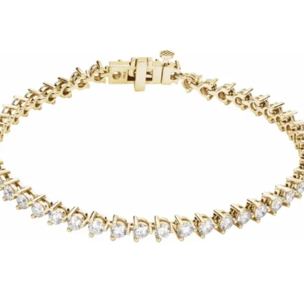 14K Yellow Gold 3.75 CTW Lab-Grown Diamond, 7.25" Bracelet
